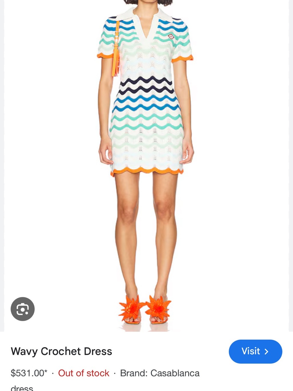 Casablanca Striped Wave Knit Dress in Blue and White great for tennis - Picture 6 of 6